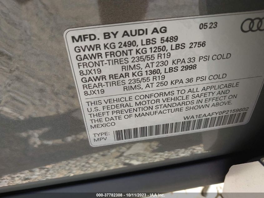 WA1EAAFY0P2159602 2023 AUDI Q5, photo no. 9