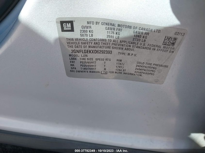 2013 CHEVROLET EQUINOX LTZ - 2GNFLGEKXD6292393