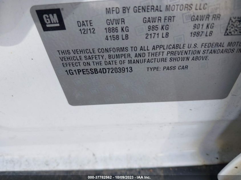 2013 CHEVROLET CRUZE 2LT - 1G1PE5SB4D7203913