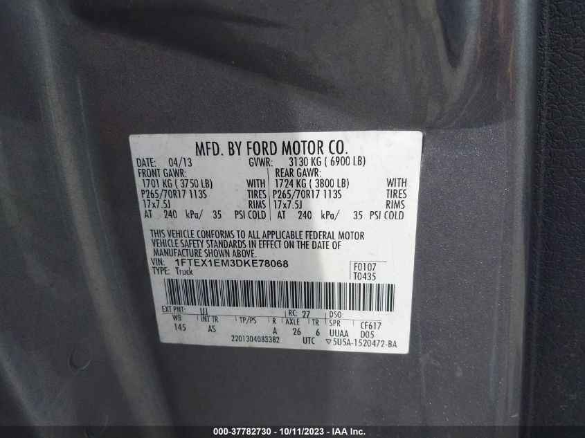 2013 FORD F-150 XL/STX/XLT - 1FTEX1EM3DKE78068