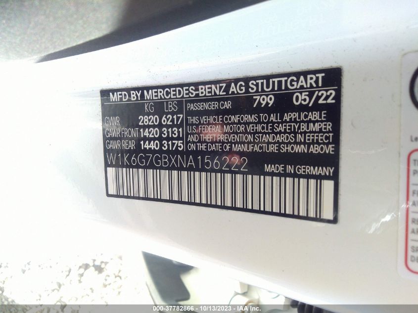 W1K6G7GBXNA156222 Mercedes-Benz S 580 4MATIC 9