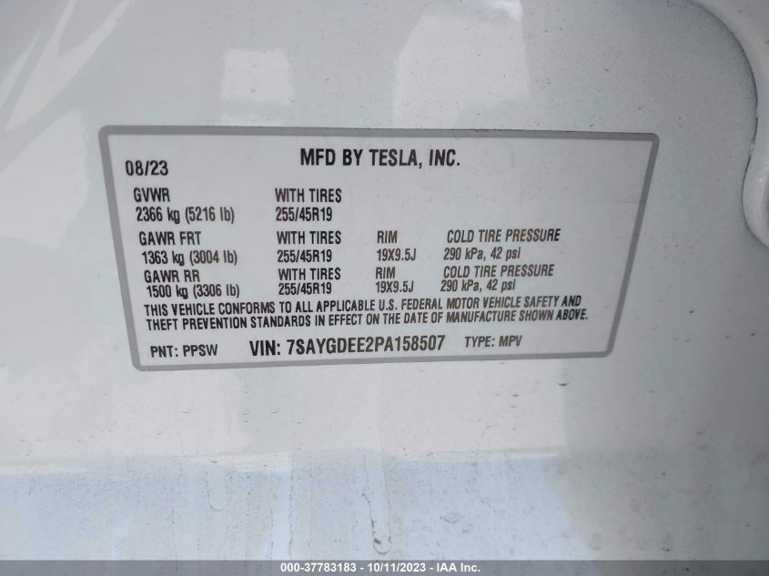 7SAYGDEE2PA158507 Tesla Model Y   9