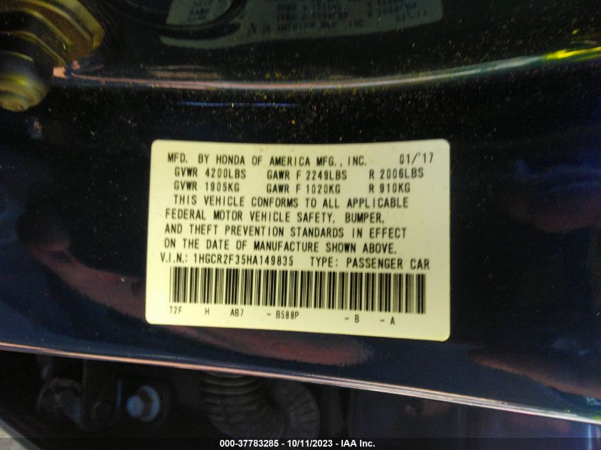 2017 HONDA ACCORD LX - 1HGCR2F35HA149835