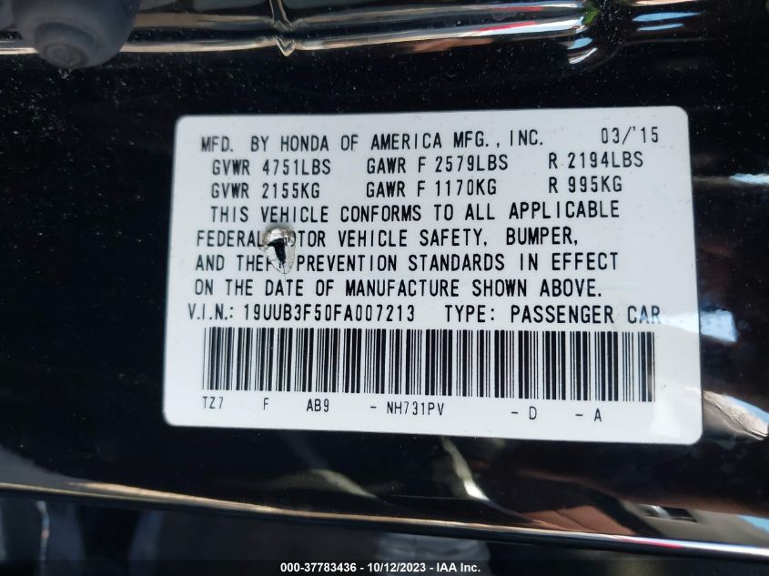 2015 ACURA TLX V6 TECH - 19UUB3F50FA007213