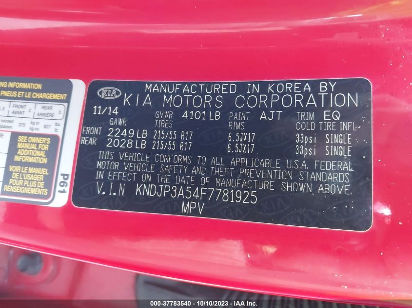 2015 KIA SOUL + - KNDJP3A54F7781925