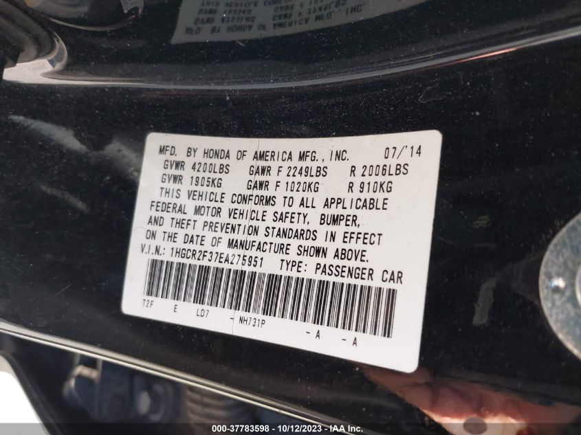 2014 HONDA ACCORD SEDAN LX - 1HGCR2F37EA275951