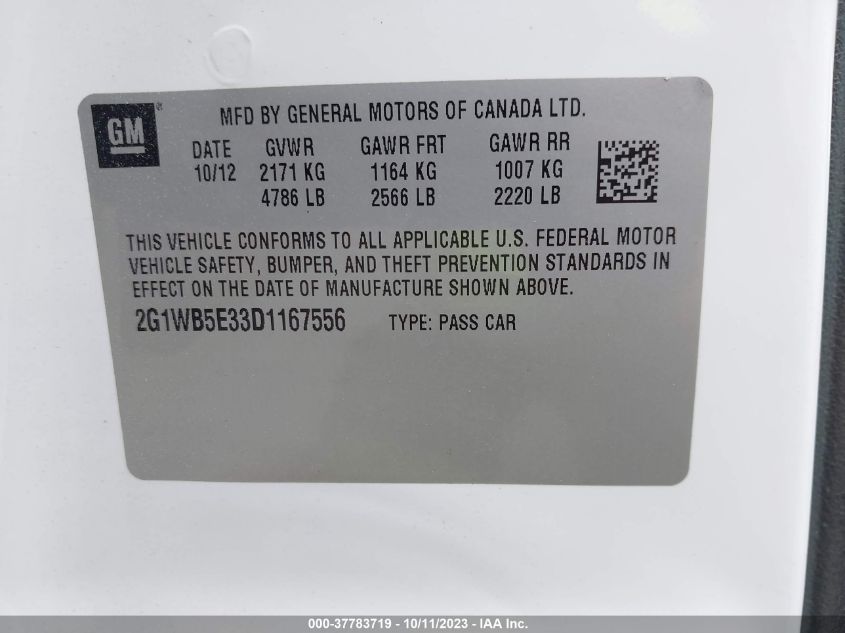 2013 CHEVROLET IMPALA LT - 2G1WB5E33D1167556