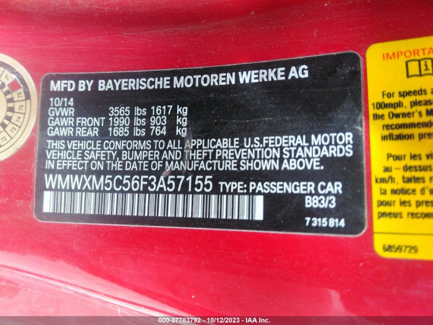 2015 MINI COOPER HARDTOP - WMWXM5C56F3A57155