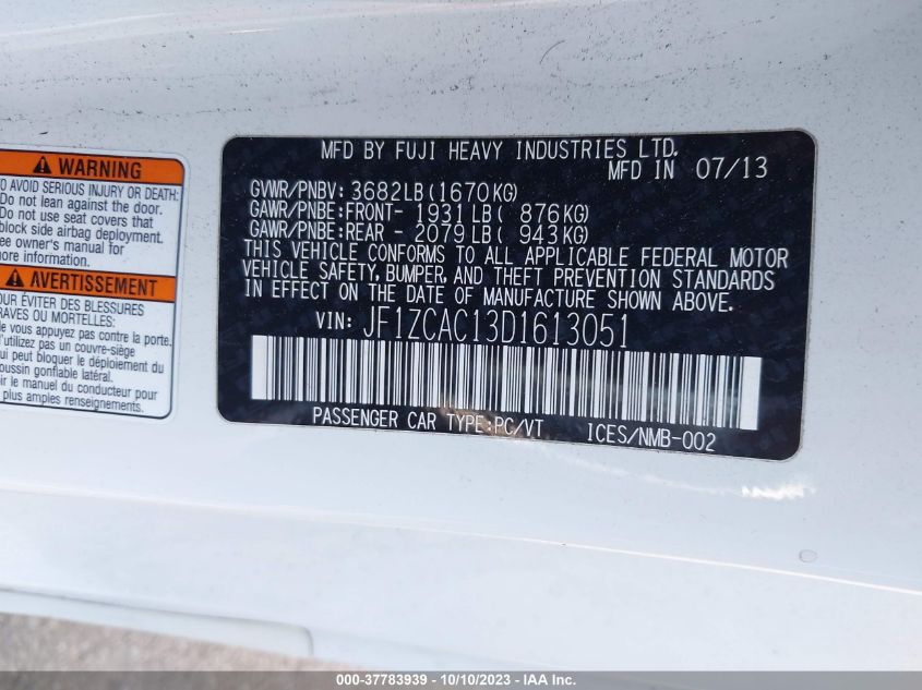 2013 SUBARU BRZ LIMITED - JF1ZCAC13D1613051