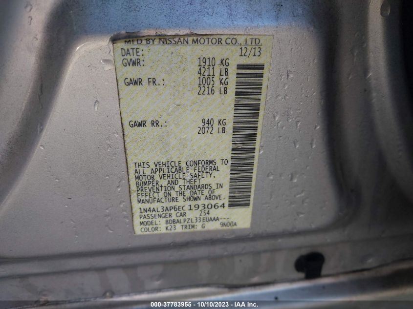 2014 NISSAN ALTIMA 2.5 - 1N4AL3AP6EC193064