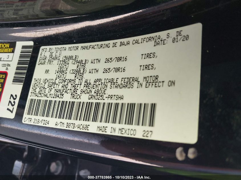 2020 TOYOTA TACOMA 2WD SR5/TRD SPORT 3TMAZ5CN4LM128435