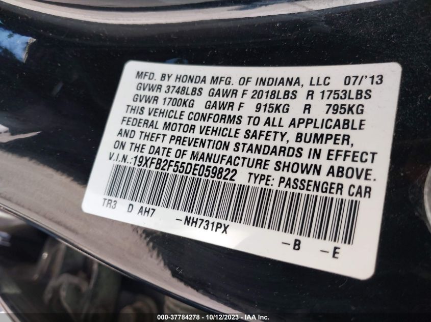 2013 HONDA CIVIC SDN LX 19XFB2F55DE059822