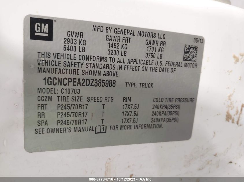 2013 CHEVROLET SILVERADO 1500 WORK TRUCK - 1GCNCPEA2DZ385988
