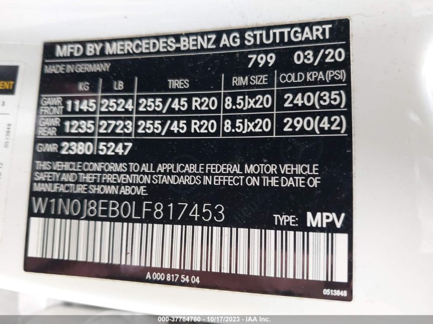 2020 MERCEDES-BENZ GLC 300 COUPE W1N0J8EB0LF817453