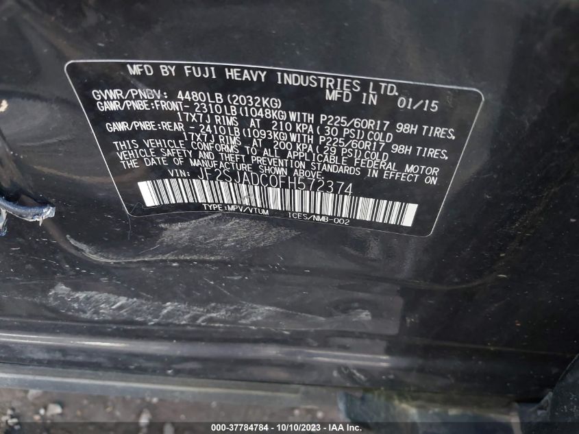 2015 SUBARU FORESTER 2.5I PREMIUM - JF2SJADC0FH572374