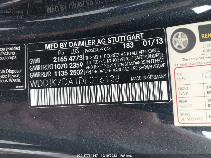 2013 MERCEDES-BENZ SL-CLASS SL 550 - WDDJK7DA1DF016128