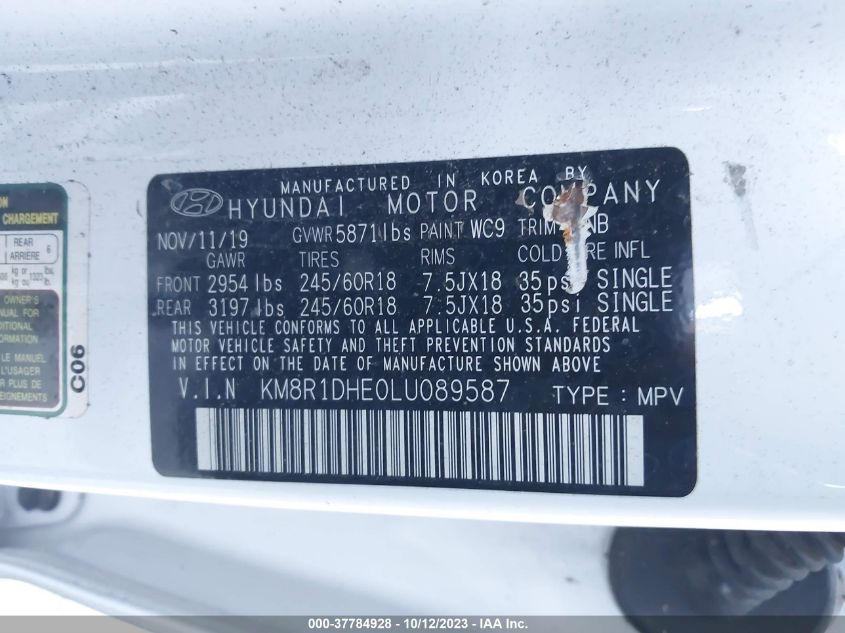 2020 HYUNDAI PALISADE SE - KM8R1DHE0LU089587