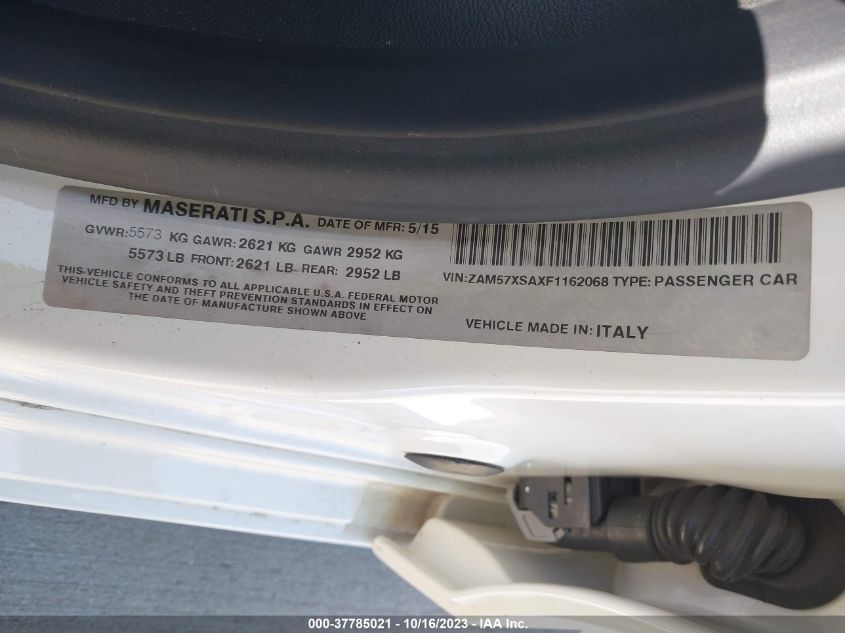 2015 MASERATI GHIBLI ZAM57XSAXF1162068