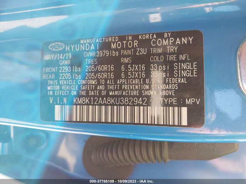 2019 HYUNDAI KONA SE - KM8K12AA8KU382942