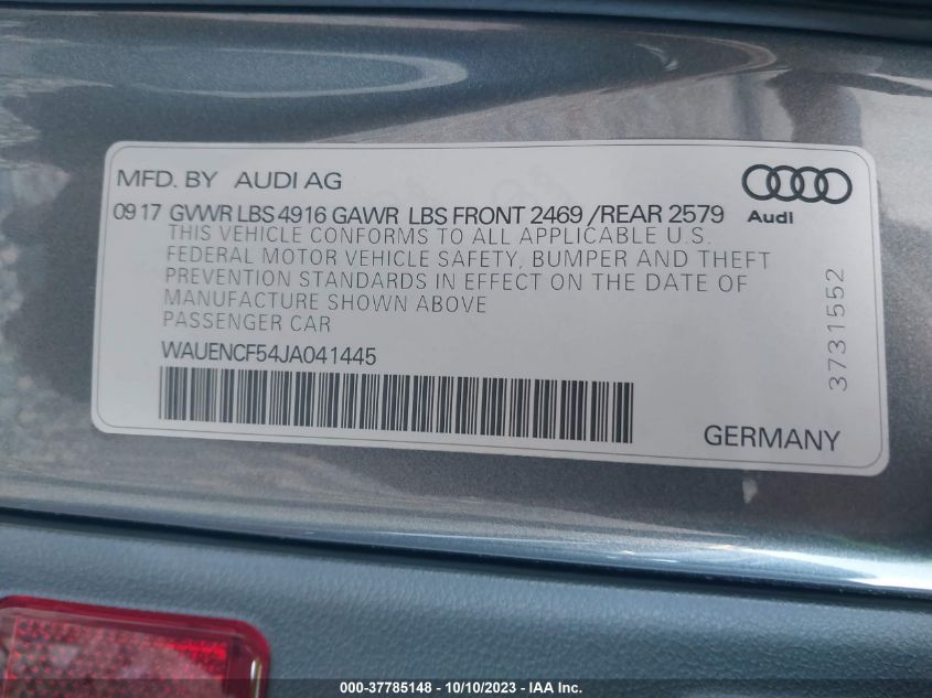 WAUENCF54JA041445 2018 AUDI A5, photo no. 9