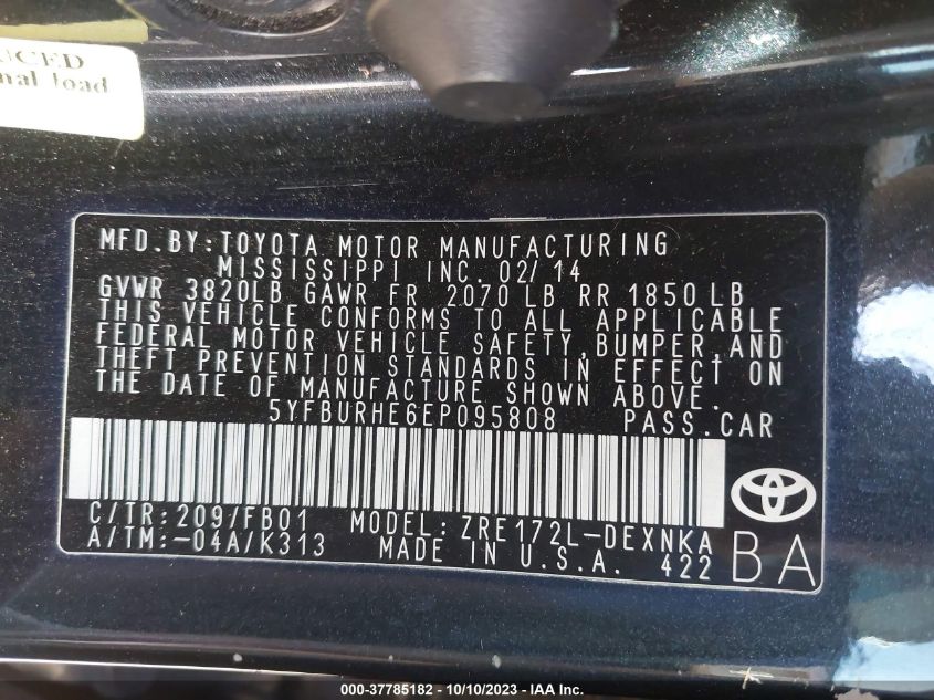 2014 TOYOTA COROLLA L/LE/S/S PLUS/LE PLUS - 5YFBURHE6EP095808