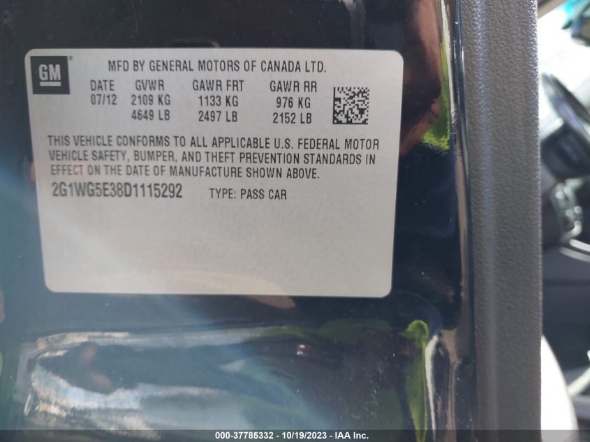 2013 CHEVROLET IMPALA LT - 2G1WG5E38D1115292