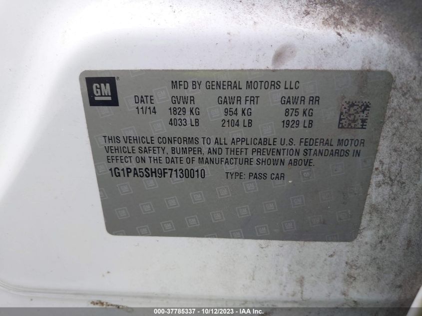 2015 CHEVROLET CRUZE LS - 1G1PA5SH9F7130010