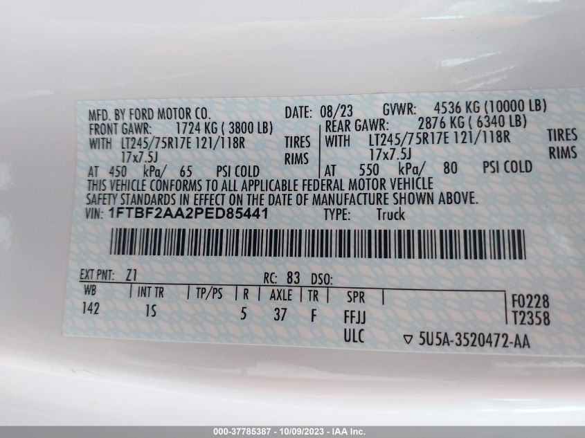 2023 FORD SUPER DUTY F-250 SRW XL - 1FTBF2AA2PED85441