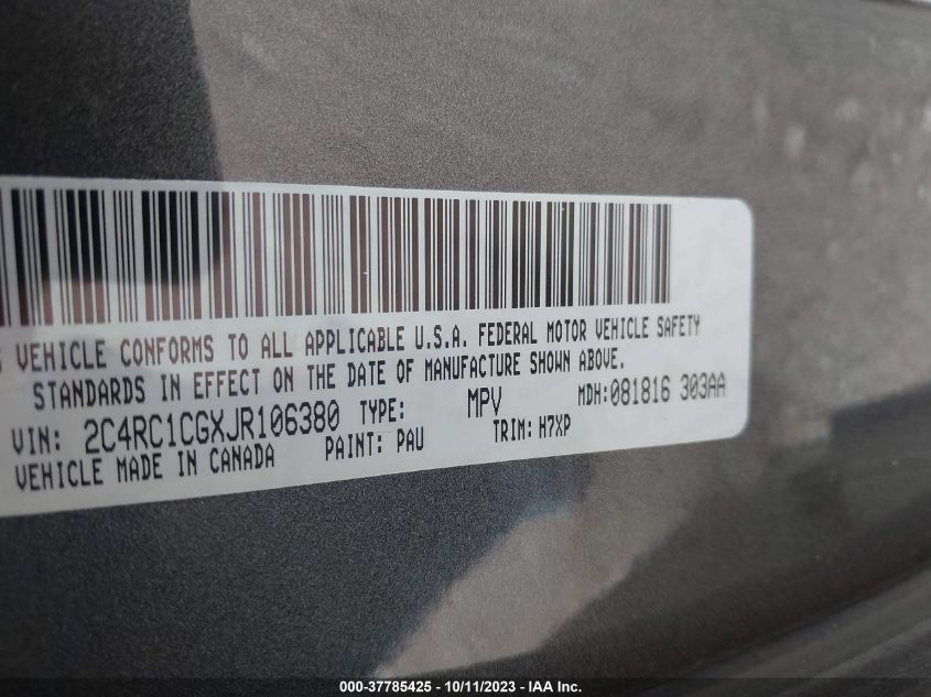 2018 CHRYSLER PACIFICA LX - 2C4RC1CGXJR106380