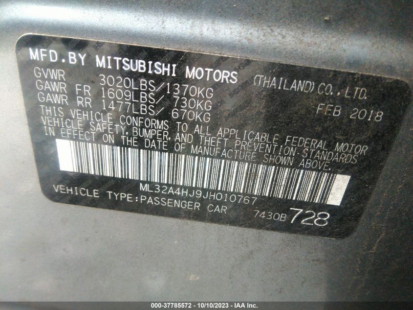 2018 MITSUBISHI MIRAGE SE - ML32A4HJ9JH010767