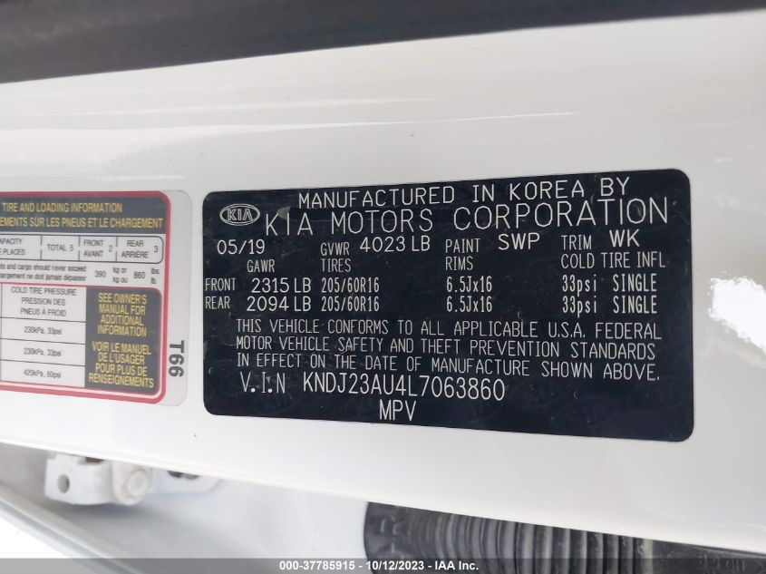 2020 KIA SOUL LX/X LINE/S - KNDJ23AU4L7063860