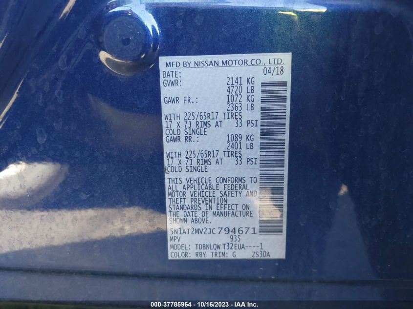 2018 NISSAN ROGUE SV - 5N1AT2MV2JC794671