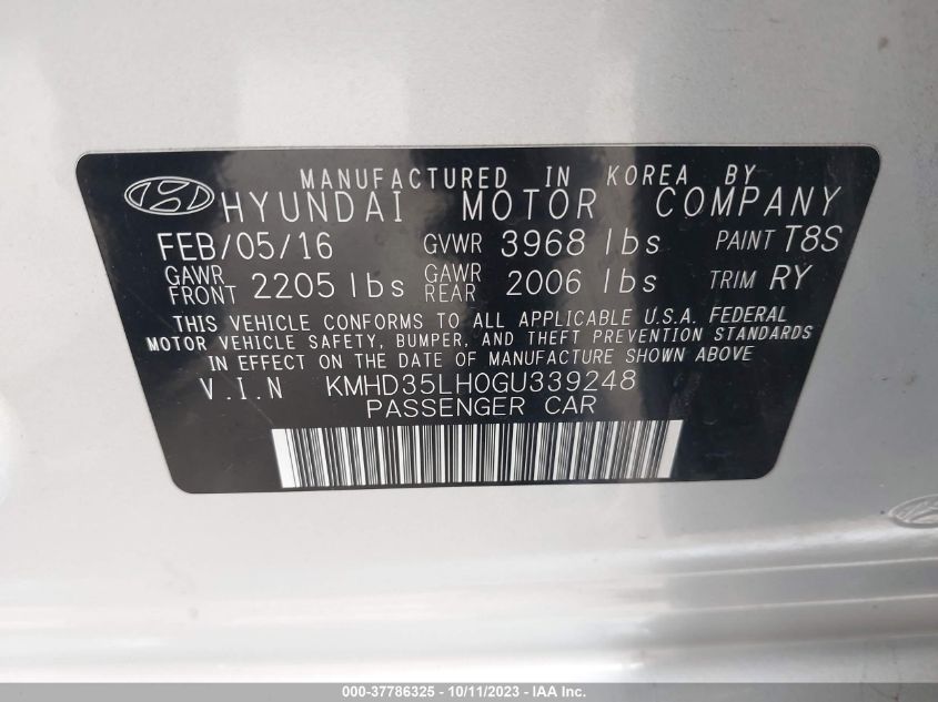 2016 HYUNDAI ELANTRA GT - KMHD35LH0GU339248