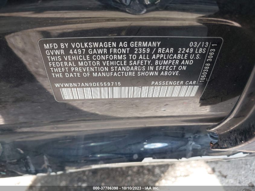 2013 VOLKSWAGEN CC SPORT - WVWBN7AN9DE559715