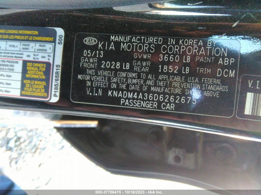 2013 KIA RIO LX - KNADM4A36D6262675