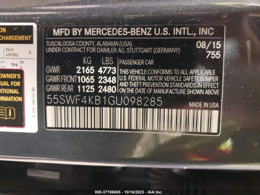 2016 MERCEDES-BENZ C 300 SPORT 4MATIC/LUXURY 4MATIC/4MATIC - 55SWF4KB1GU098285