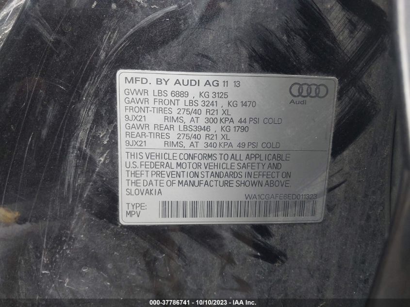 WA1CGAFE6ED011323 2014 AUDI Q7, photo no. 9