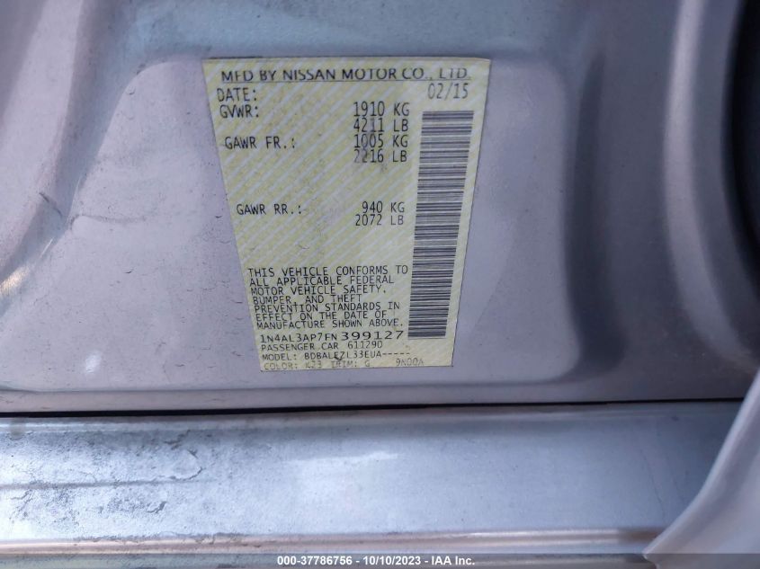 2015 NISSAN ALTIMA 2.5 - 1N4AL3AP7FN399127