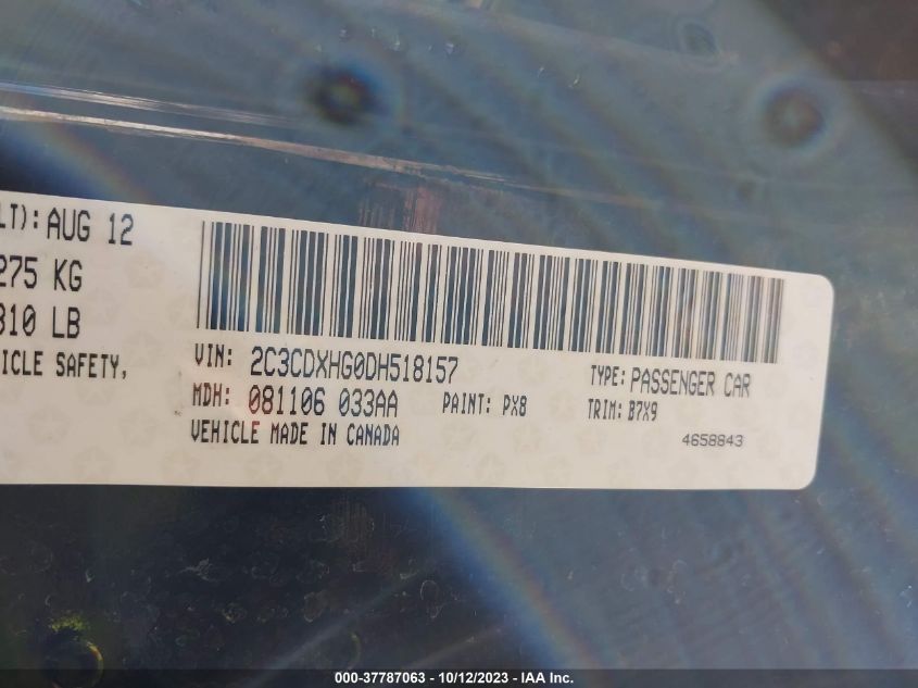 2013 DODGE CHARGER SXT - 2C3CDXHG0DH518157