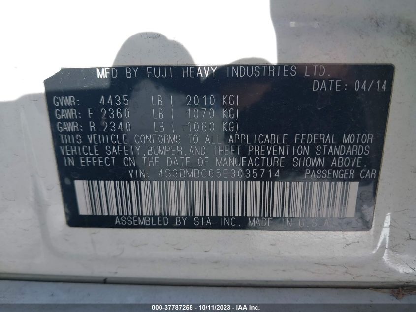 2014 SUBARU LEGACY 2.5I PREMIUM - 4S3BMBC65E3035714
