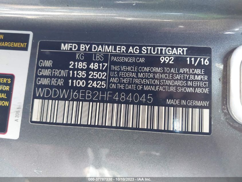 2017 MERCEDES-BENZ AMG C 43 4MATIC WDDWJ6EB2HF484045