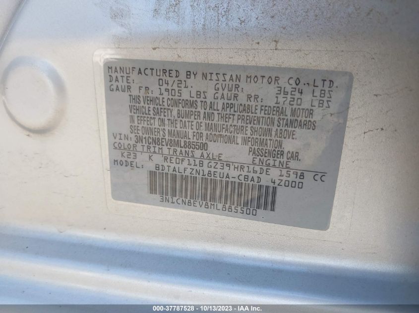 2021 NISSAN VERSA SV - 3N1CN8EV8ML885500