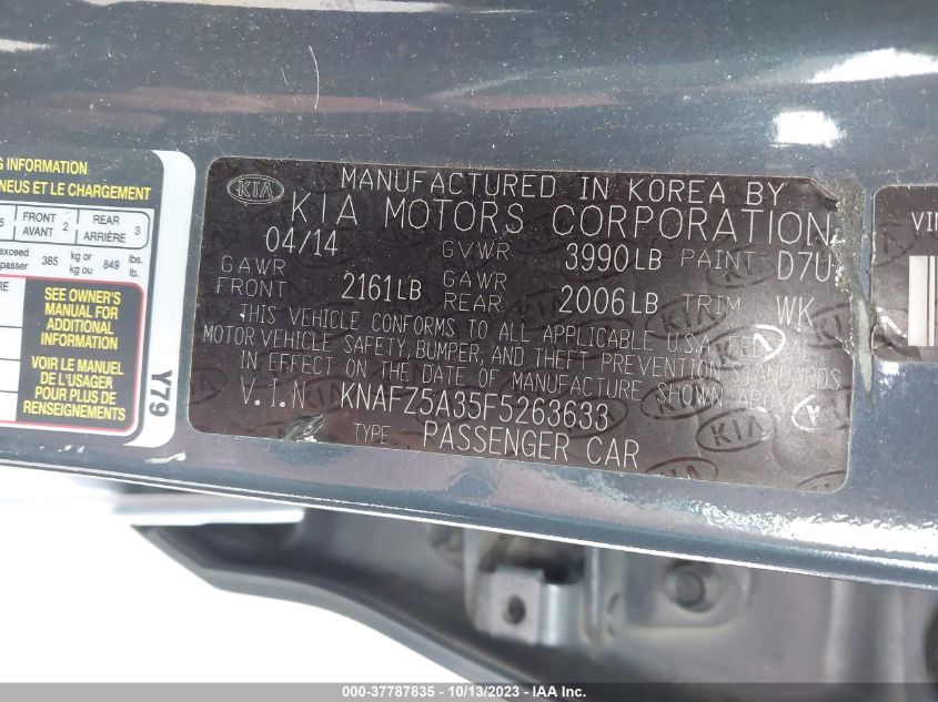 2015 KIA FORTE 5-DOOR SX - KNAFZ5A35F5263633