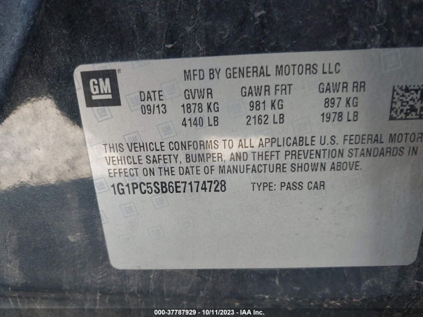 2014 CHEVROLET CRUZE 1LT - 1G1PC5SB6E7174728