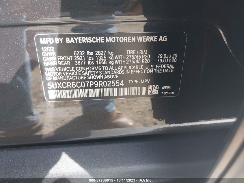 5UXCR6C07P9R02554 BMW X5 XDRIVE40I 9