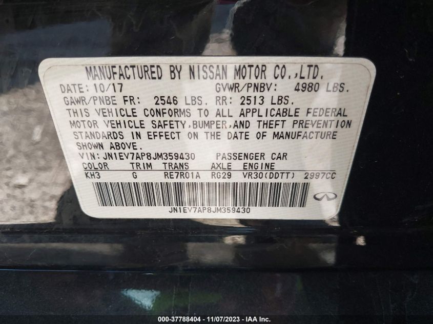 2018 INFINITI Q50 3.0T LUXE - JN1EV7AP8JM359430