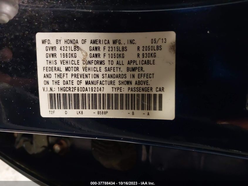 2013 HONDA ACCORD EX-L - 1HGCR2F80DA192047