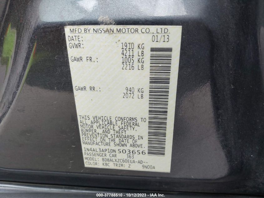 2013 NISSAN ALTIMA 2.5 SL - 1N4AL3AP1DN503656