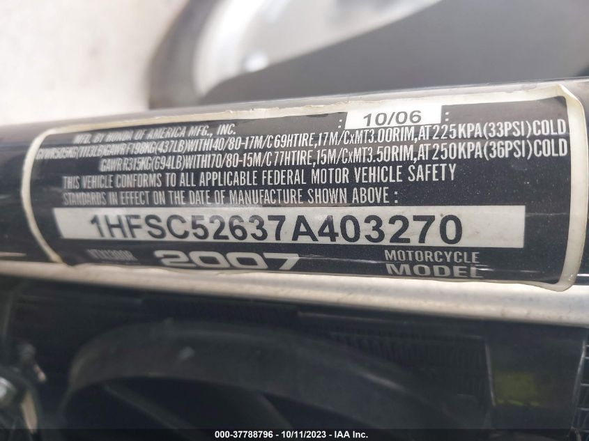 2007 HONDA VTX1300 R 1HFSC52637A403270
