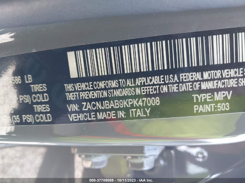 2019 JEEP RENEGADE SPORT - ZACNJBAB9KPK47008